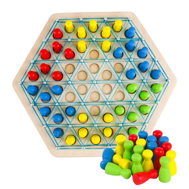 Kid Chain Triangle Chess Social Board Game Battle Chess Game Wooden Toy for Parent-Phild Interaction Family Party Logic Thinking