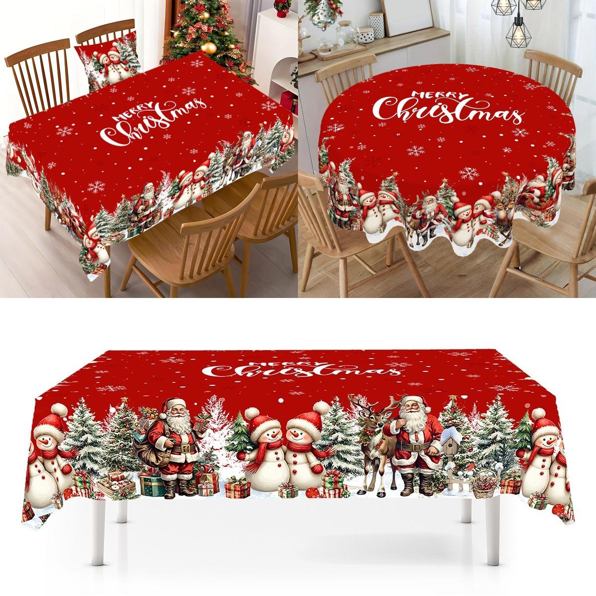 

Christmas Tablecloth Christmas Decorations for Home 2025 Xmas Gifts Navidad New Year Winter Holiday Kitchen Dining Table Cover Round 150cm