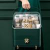 3 Tiers Makeup Organizer Holder Cosmetic Storage Box with Dust Free Cover Portable Handle 2 Rroomy Drawers