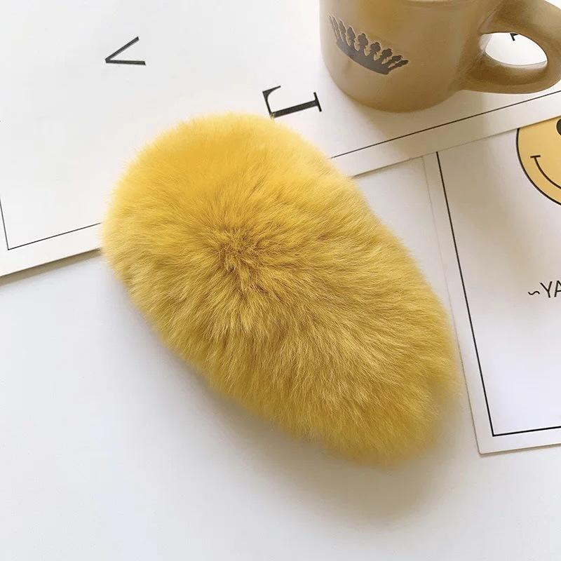 Autumn and Winter Plush Hairpin Wild Candy Net Red Bb Side Clip Korean Real Rex Rabbit Fur Hair Accessories Hairpin