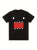 Unisex T-shirt Cute Monster Face T-Shirt – Black Short-Sleeve Crew Neck Summer Trend, Fun and Dreamy Pattern Design