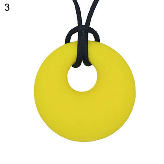 Mom Round Pendant Necklace Baby Teething Nursing Bite Chew Soft Silicone Teether Toy