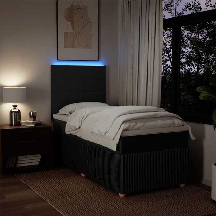 Maison Exclusive - Sommier à lattes de lit avec matelas Noir 90x190 cm Tissu
