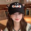 Cute Koala Ears Peaked Cap Lamb Plush Hat Women's Autumn and Winter Warm Face Small Baseball Cap Tide