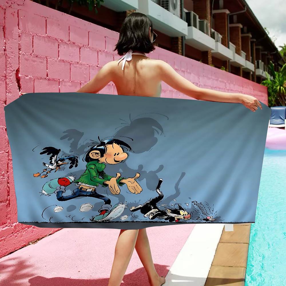 G-Gaston Lagaffe Anime Bath Towel Microfiber Soft Water Absorbing Breathable For Girl Kids Decorative Cartoon Beach Towel