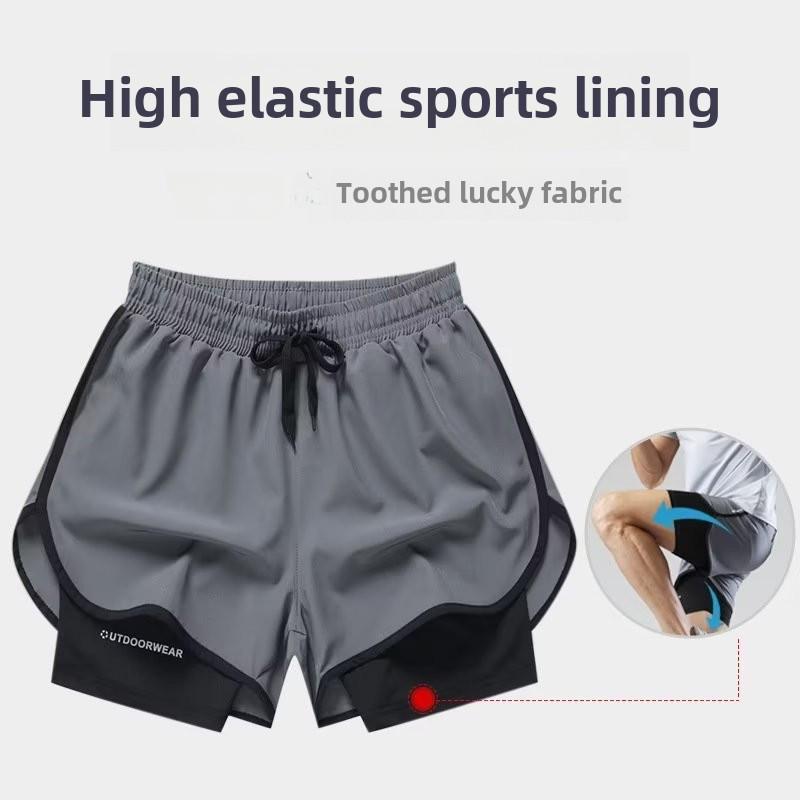 Men's Two-in-One Sports Shorts: Fitness, Running, Basketball - Anti-Exposure, Three-Point Design