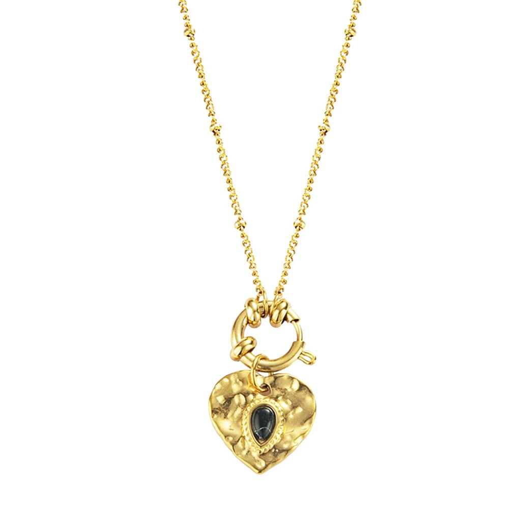 Classic French Style Metal Heart Necklace Fashionable Heart Necklace with Golden Chain Unique Neck Chain for a Chic Look