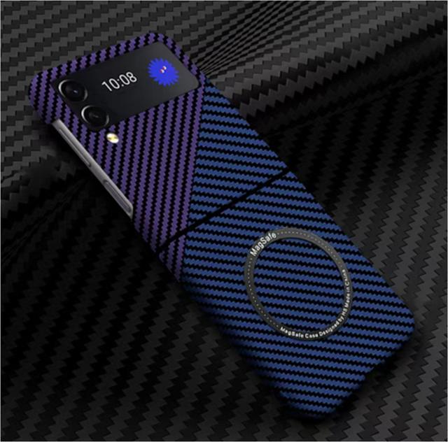 Carbon Fiber For Samsung Galaxy Z Flip 3 Flip 4 5g Case Magnetic With Magsafe Wireless Charging Cover