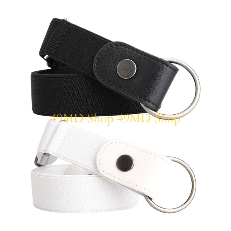 49MD 2Pcs Adjustable Stretch Waistband No Clasp Invisible Belt for Jeans Men Women