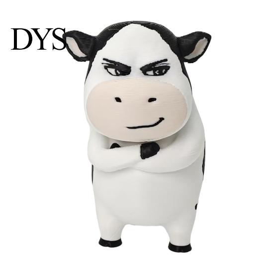3D Printed Cow Toy Dairy Figurine, Cartoon Cattle Statue for Desk Decor, Figurine Mini Sculpture Home Office, Gift Animal Lovers Accessory