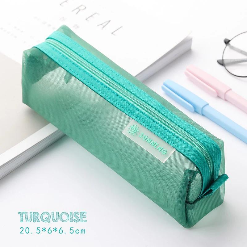 Mesh Pencil Case Large Capacity Pencil Pouch Transparent Multifunction Pencil Bag Organizer Office School Supplies Stationery