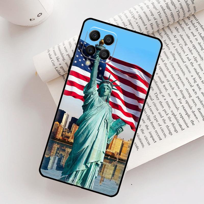 America Flag Statue of Liberty Case For Samsung Galaxy M21 M31 M13 M33 M53 M15 M35 M55 M16 M36 M56 M12 M32 M52 M14 M34 M54