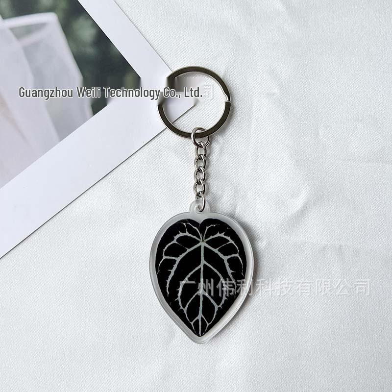 Creative Acrylic Leaf Keychain Earphone Bag Pendant Ornament