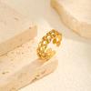 Double Row of Oval Opening Ring for Women,Gold Plated Geometric Stainless Steel Rings,Chic Jewelry Gifts