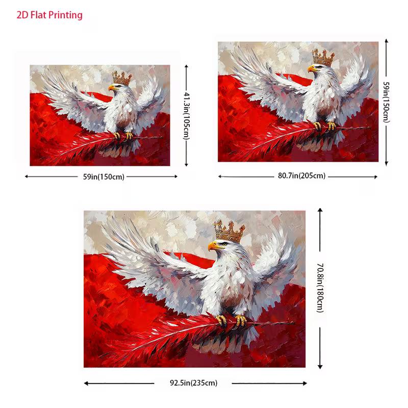 Royal Eagle Crown Tapestry, Red White Oil Painting Style Background Cloth, Aesthetic Wall Decor for Home