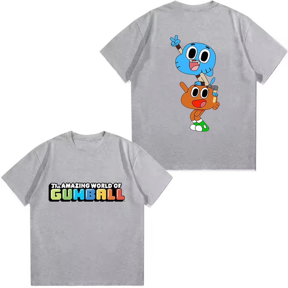 La Fantastica Vita di Gumball T-shirt Bambini Ragazzi Ragazze Moda Estiva Top Divertente Stampa di Gumball e Darwin Maglietta Casual a Maniche Corte