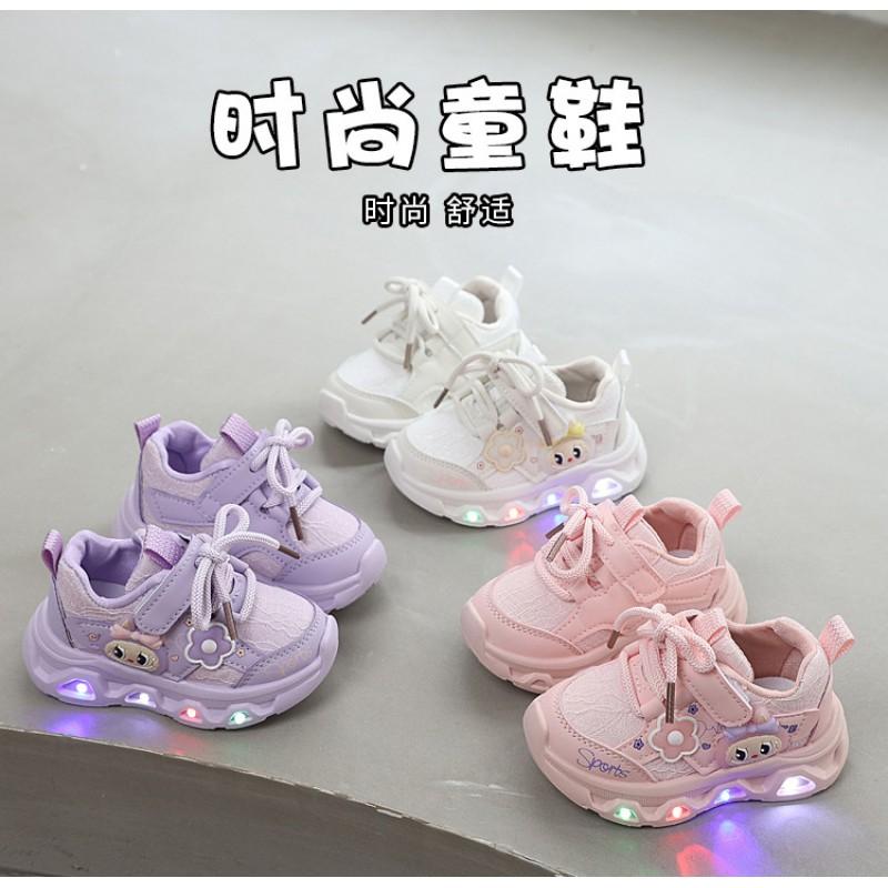 Girls Casual Light-Up Sneakers Fall Toddlers Soft Sole Breathable Kids Running Shoes