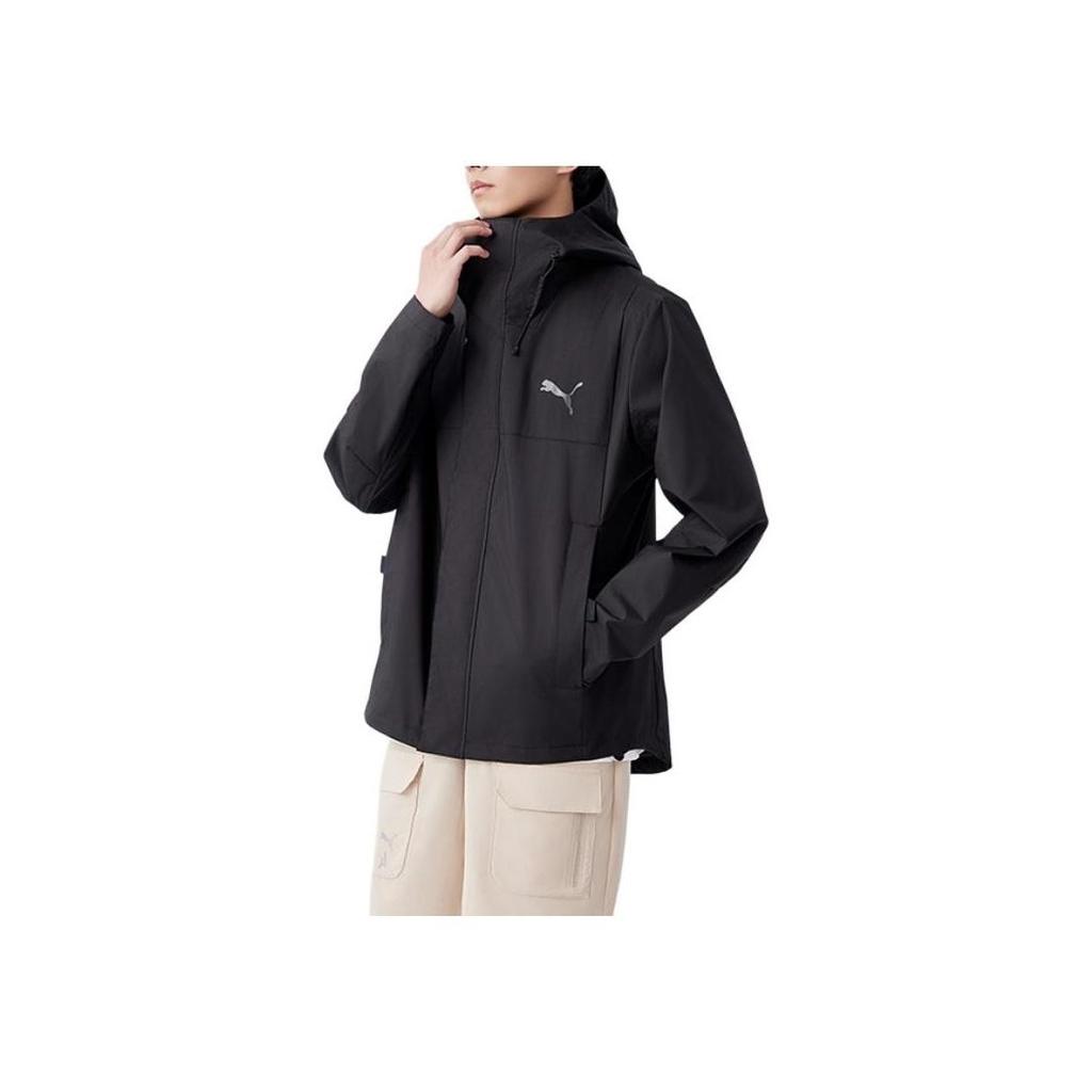 Puma Men's Black Hooded Windproof Jacket With Reflective Logo Outdoor Sportswear 848287-01