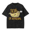 Washed T Shirt Seal of Approval Hip Hop Fashion T-Shirt Oversize Streetwear 100% Cotton Graphic Printed Tops Top Tees Men Women