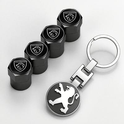 Car Tire Wheel Valve Caps Cover Metal Car Key Chain Ring Keychain For 206 307 308 3008 207 208 407 408 508 2008 5008 301