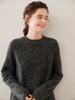 Women's Thickened Cashmere Sweater: Half-High Collar, Raglan Sleeve, Marled Yarn, Rolled Hem, Warm Long Sleeve Base Layer.