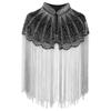 Women 20s Flapper Long Fringed Shawl Sequin Beaded Tassel Evening Cape Wrap for Wedding Reception Special Events