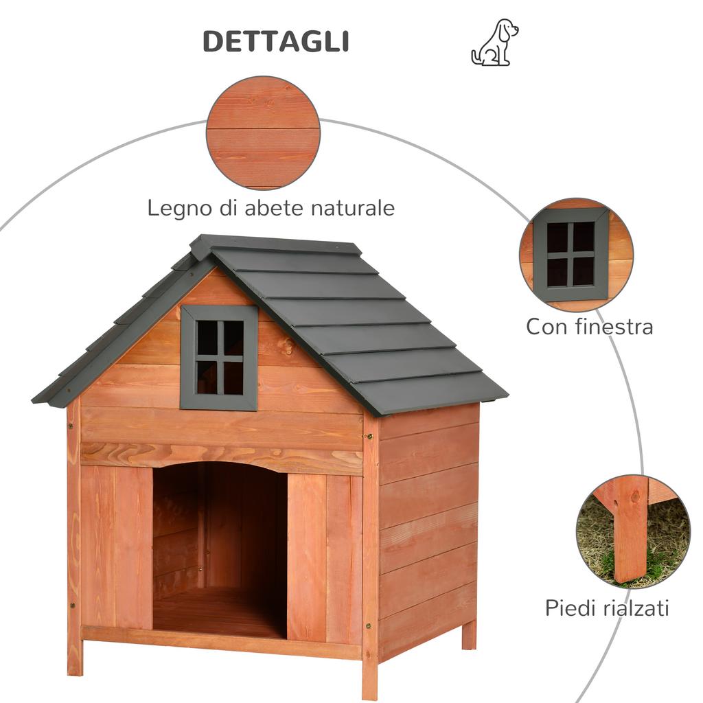 Raised Dog House for Dogs up to 15 kg, Dog Cat Kennel for Outdoor in Fir Wood, 81.3x91.5x98.5 cm