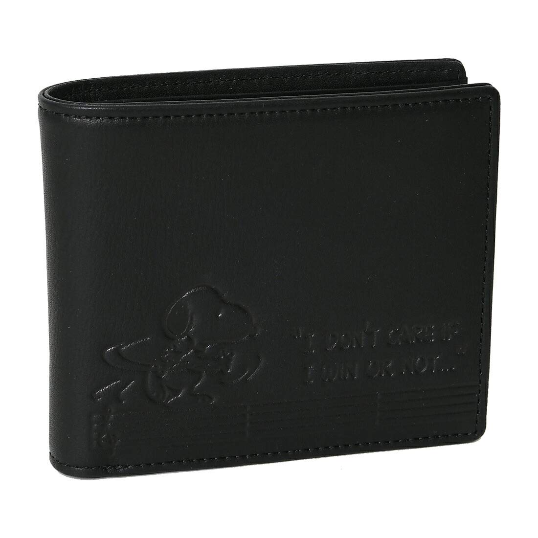 

73280 Bifold Short Wallet Embossed Genuine Leather Black [Snoopy] Women s