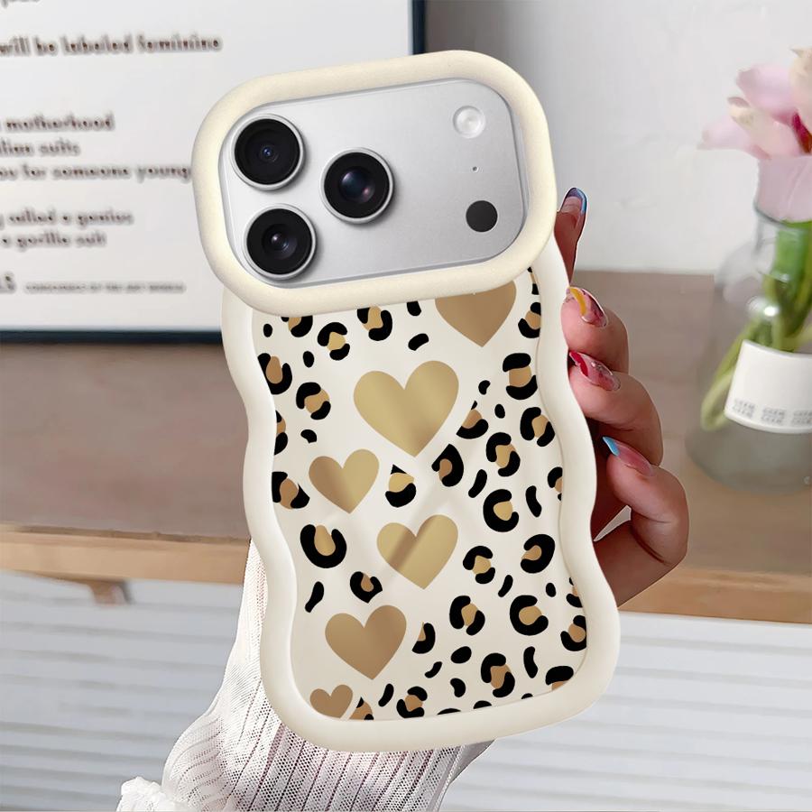 Case for iPhone 8 14 16 Pro Max 12 15 Plus 11 13 17 Air XR Soft Phone Cover Leopard Love Star
