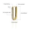 Boucles d'oreilles Huggies Rectangulaires Brillantes en Zircon Plaqué Or Bijoux Boucles d'oreilles en Acier Inoxydable pour Cadeau de Saint-Valentin