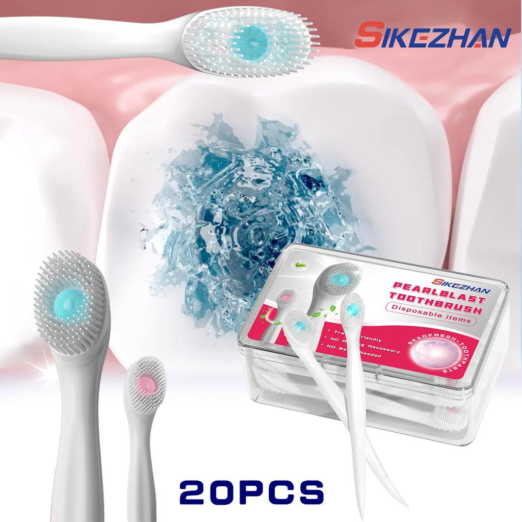 20 Pcs/ Box Exploded Bead Toothbrush Disposable Cleaning Toothbrush Portable Travel Toothbrush with Toothpaste Teeth Whitening