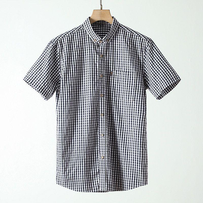 Trendy Cotton Short Sleeve Export Casual Plaid Shirt