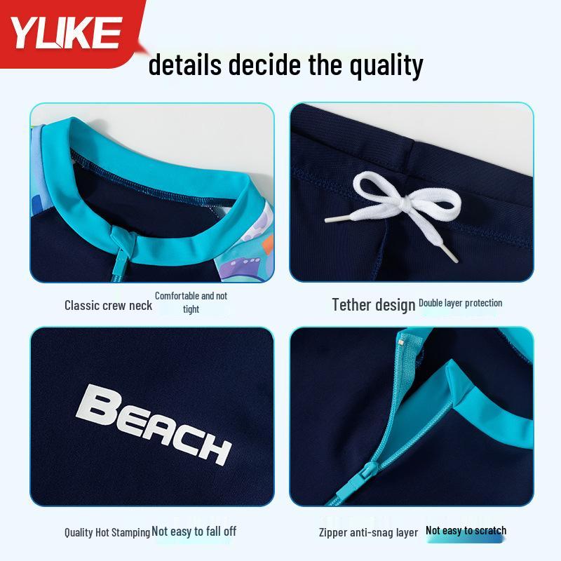 Boys' Long Sleeve Two-Piece Swimsuit with Sun Protection, 2025 New Collection