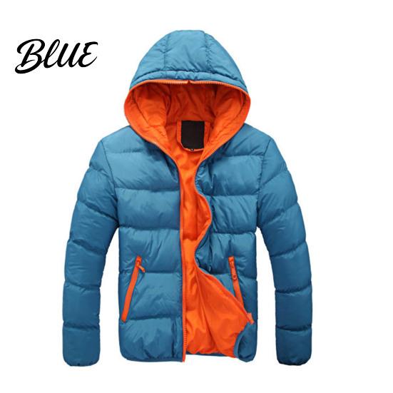 Waterproof Winter Down Men Padded Color Windproof Coat Contrast for Outdoor