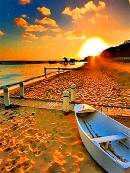 Diamond Painting Kit Seaside Sunset Landscape Full Square/round 5d Diy Embroidery Mosaic Beach Scenery Home Decor