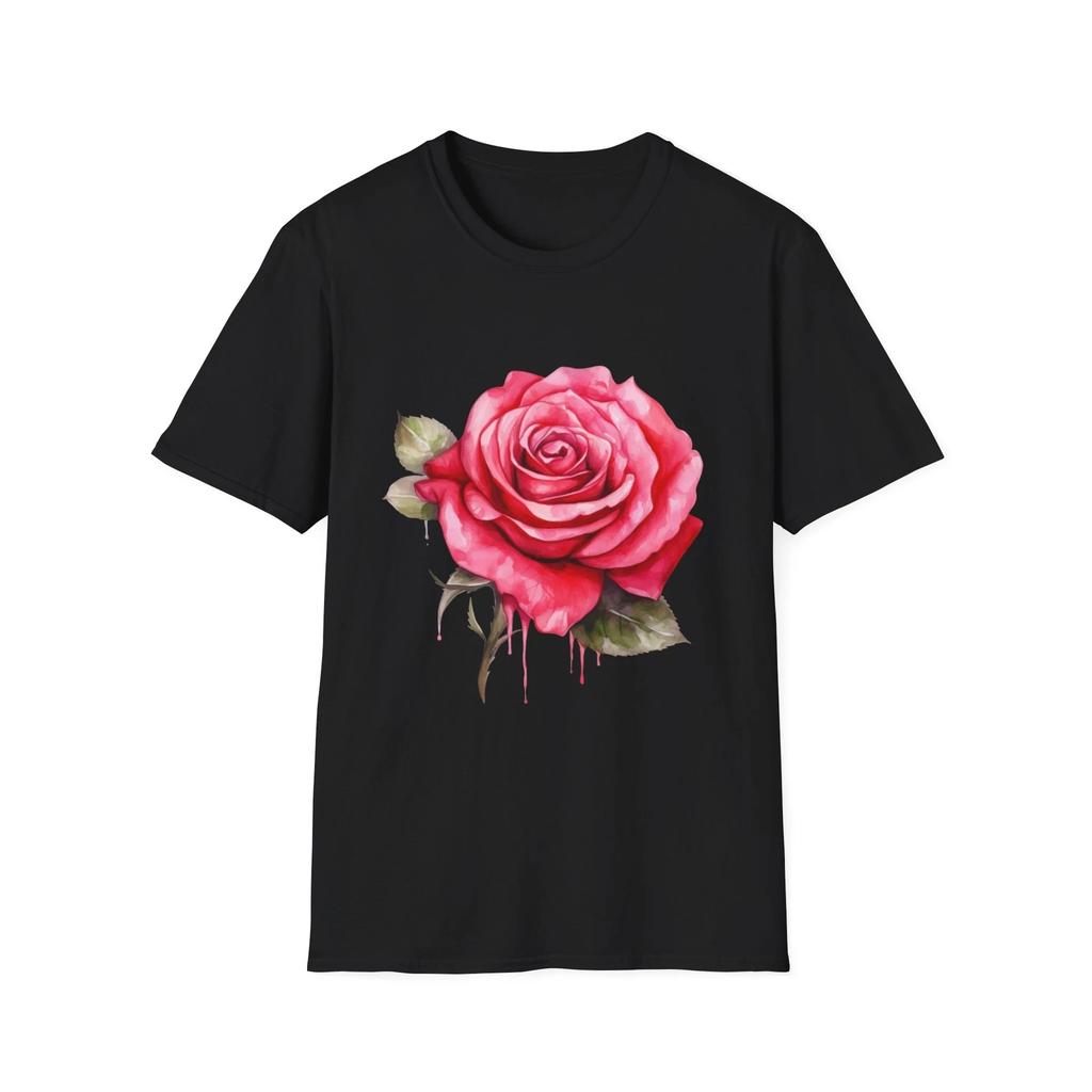 Rose Flower Unisex Softstyle T-Shirt, Floral Graphic Tee, Gift for Her, Summer