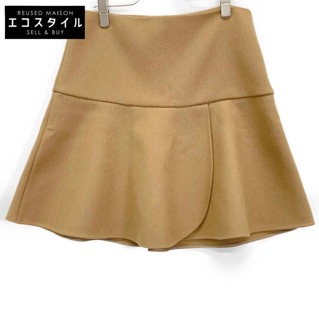 RED VALENTINO SR0RAC70497 Brown wool and cashmere blend flared skirt skirt 42 BrownUsed