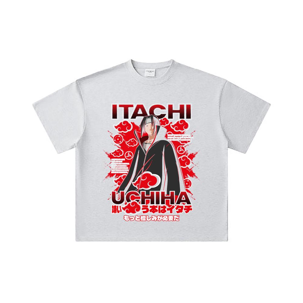 260 GSM Double Yarn 32 Count 100% Cotton Naruto V22 Itachi Print Unisex Heavy Cotton T Shirt