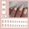 24pcs Nail Tips Fake Nials DIY French White Edge Simple Black Triangle Short Square False Nails