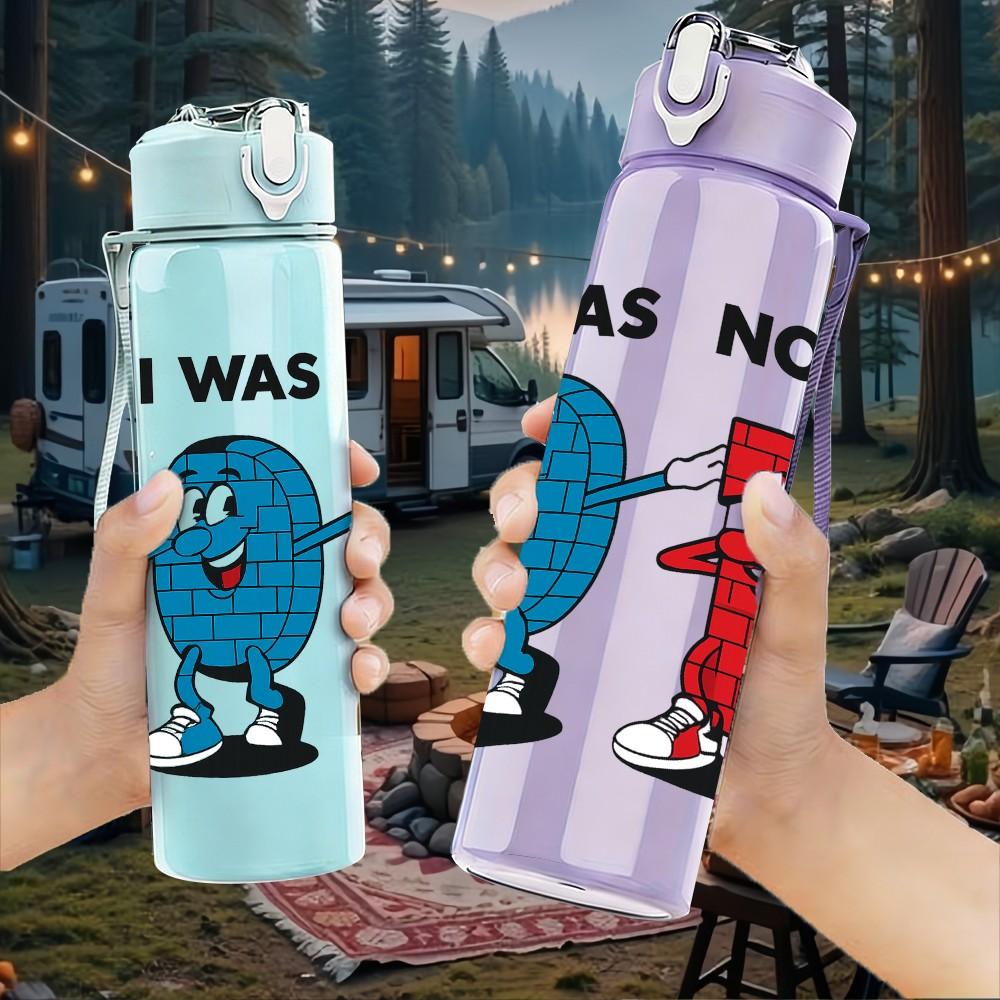 1PC I Was Now Im 67 Block Character 750ml Color Plastic Sports Water Bottle Leakproof Flip Straw Lid Suitable for Sports Office Home Use