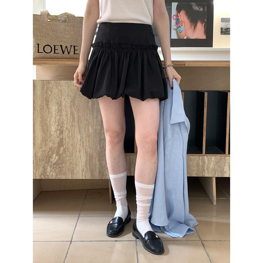 

Юбка-фонарик с пышной юбкой White Clouds, женская, весна-лето, новая, тонкая, универсальная, с высокой талией, юбка-фонарик L чёрный