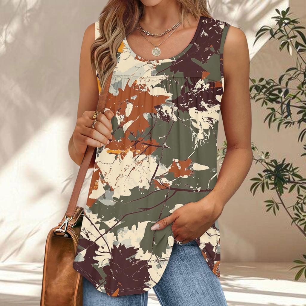 Womens Casual O Neck Loose Color Sleeveless Top T-shirt Summer Tank Tops For Women Tank Camisole Sleeveless Basic Tops