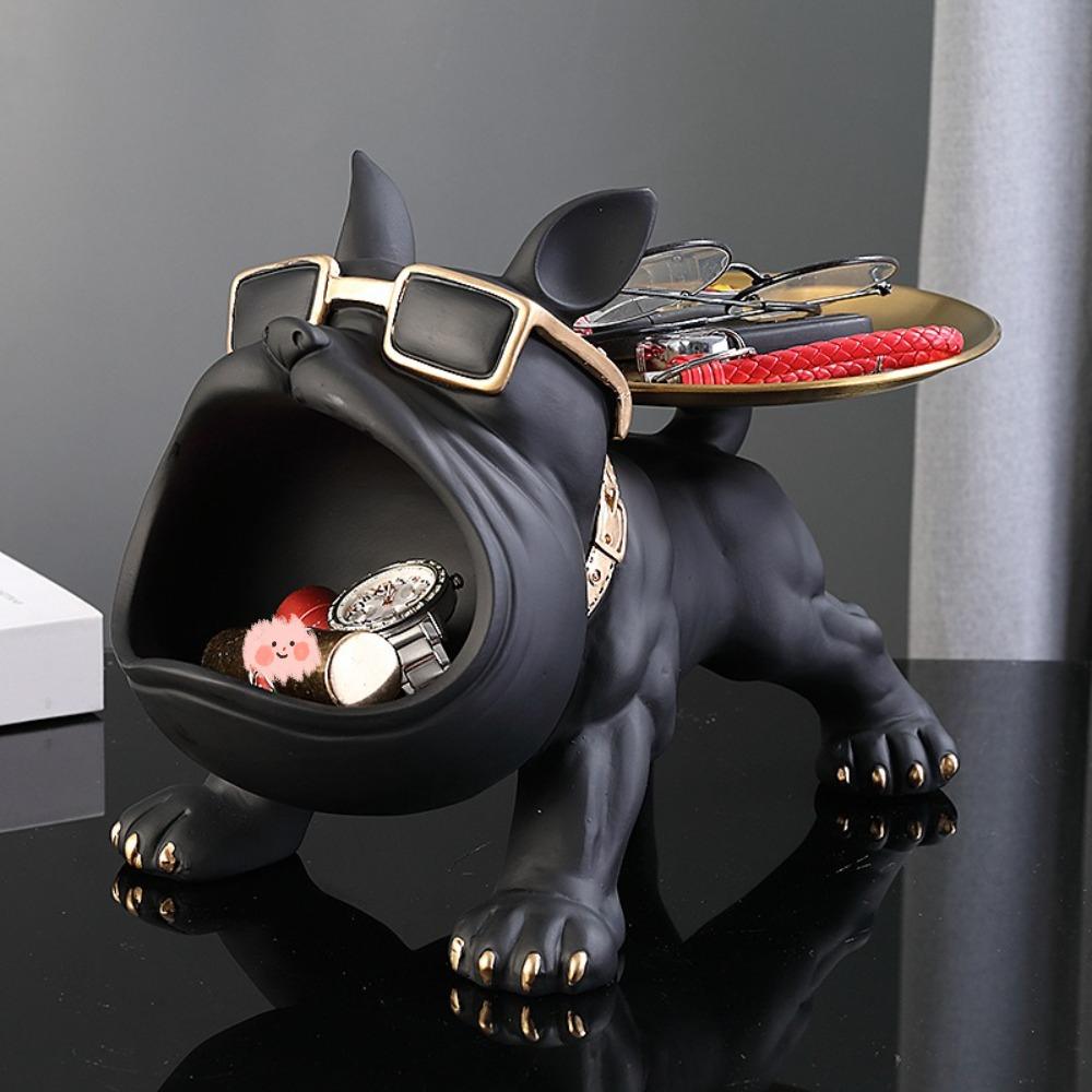 

Resin Dog Statue Storage Box 30cm Entryway Tray Creative Puppy Sculpture Gift бежевий