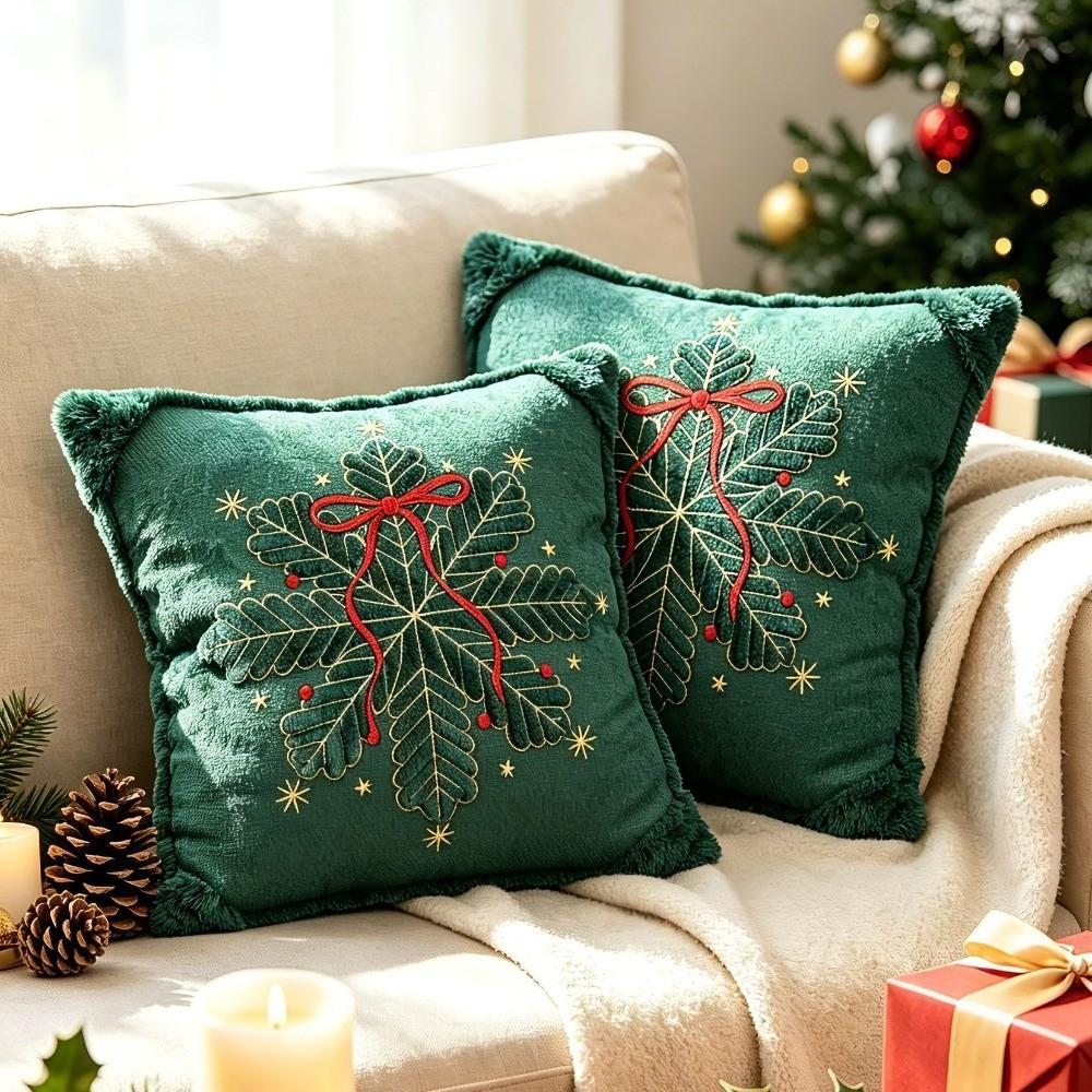 Christmas Throw Pillow Covers Xmas Tree Cushion Covers New Embroidered Pillowcase  Holiday Party
