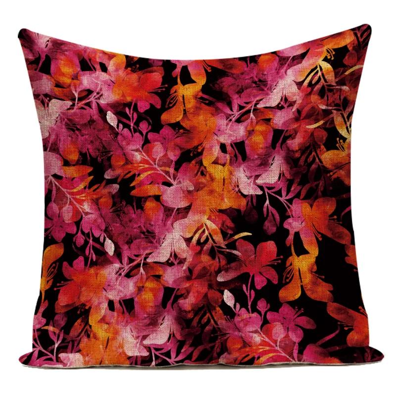 Decorative Throw Pillows Case Colorful 3D Plant Flowers Polyester Sofa Home Living Room Decoration Pillow Cushion Cover