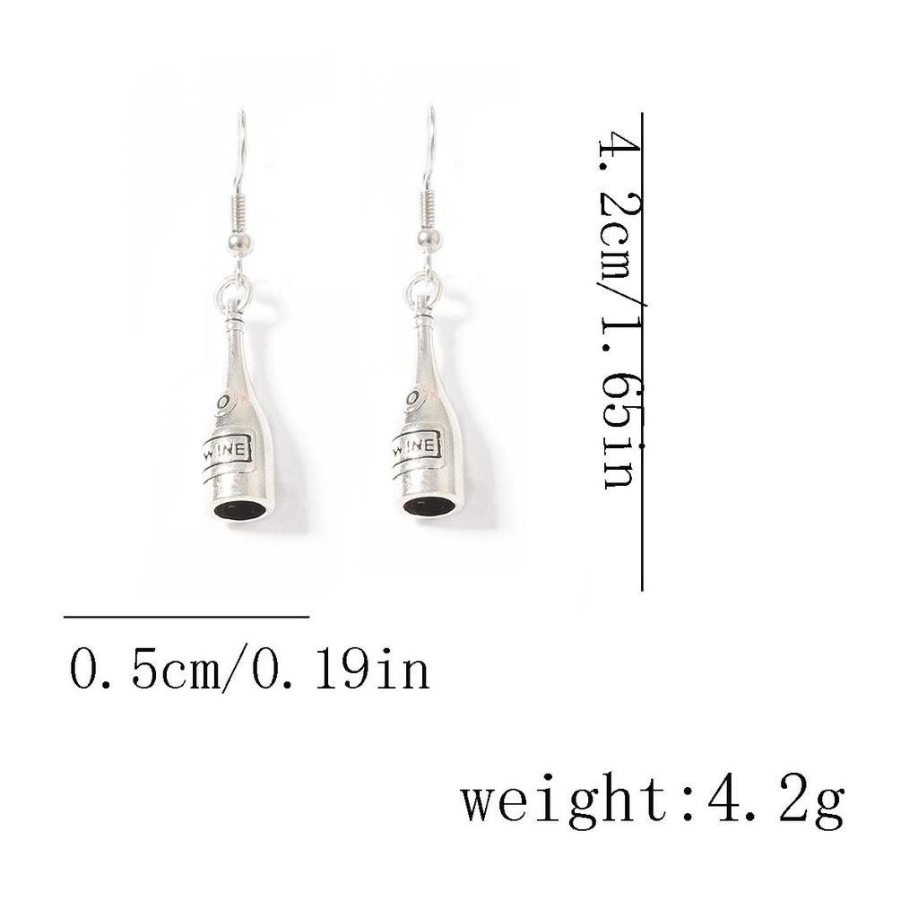 Cross-border personality, retro fashion trend, gothic style, various ancient silver wine bottles, earrings, ear hooks, hip-hop punk niche
