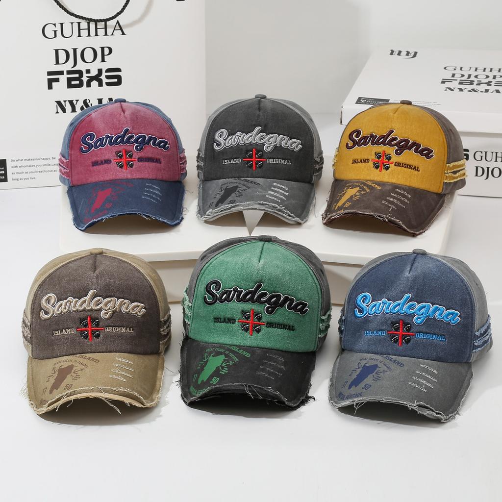 New washed and old embroidered letter baseball cap men's and women's cap versatile outdoor sunshade sun protection hat