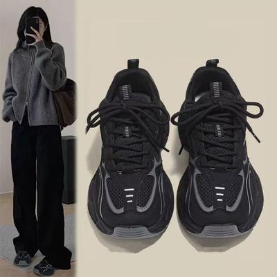 Nischen-schwarze Dad-Schuhe Kinder Herbst und Winter neu vielseitig Student Plattform leichte lässige Sportschuhe