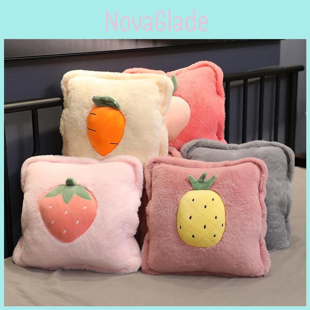 Creative Watermelon Plush Pillow Blanket 3 In 1 Soft Fruit Toy Cozy Decor