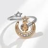 Star Moon Adjustable Ring For Women With Geometric Design And Electroplated Finish
